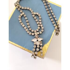 Vintage Mid-Century Rhinestone Bow with Tassel Necklace